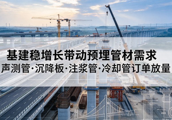 江苏基建稳增长带动预埋监测管材需求，声测管、沉降板、注浆管订单持续放量